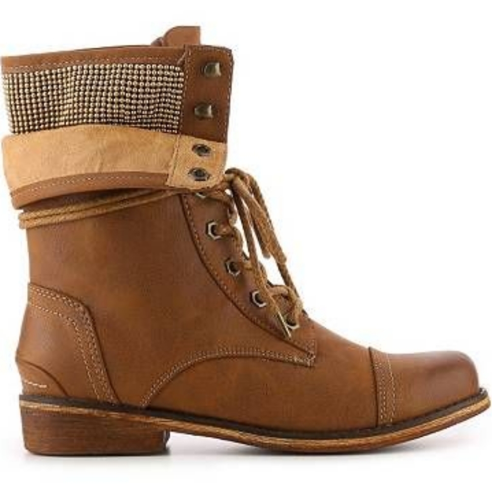 Crown Vintage Rho Combat Boots Brown Size 10